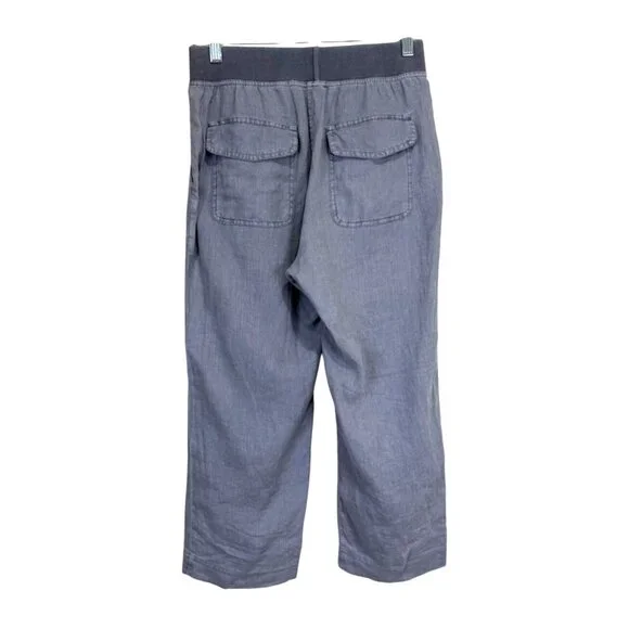 XCVI Women's Gray Cropped Pants 100% Linen Pull On Size XS - Picture 2 of 8
